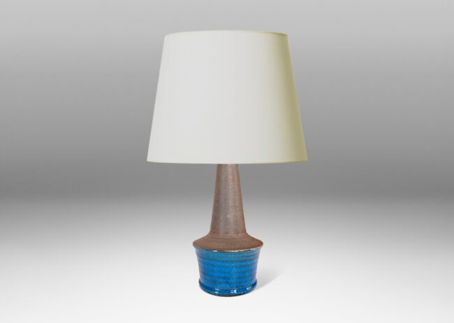 Gallery BAC angled drum form with impressed herringbone banding and tall conical neck