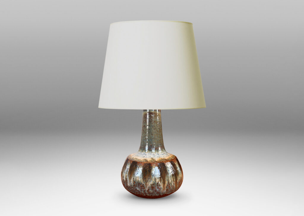 Gallery BAC pawn-like form, glazed in gloss blue-gray, white and dark gray