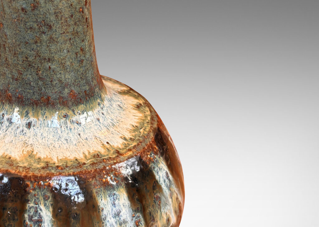 Gallery BAC pawn-like form, glazed in gloss blue-gray, white and dark gray