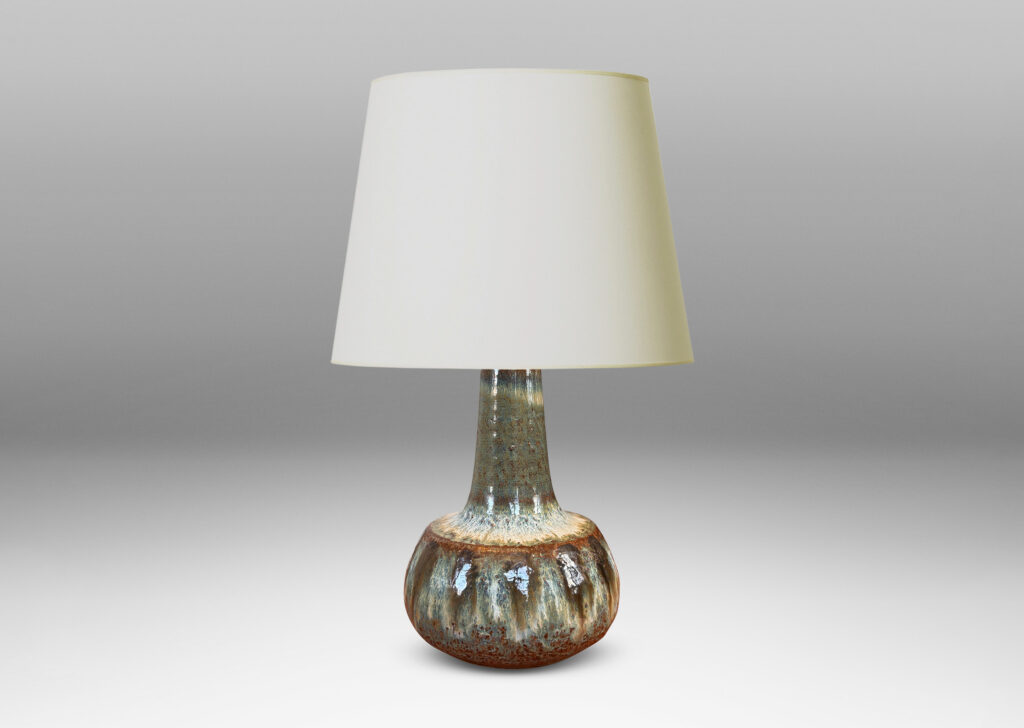 Gallery BAC pawn-like form, glazed in gloss blue-gray, white and dark gray