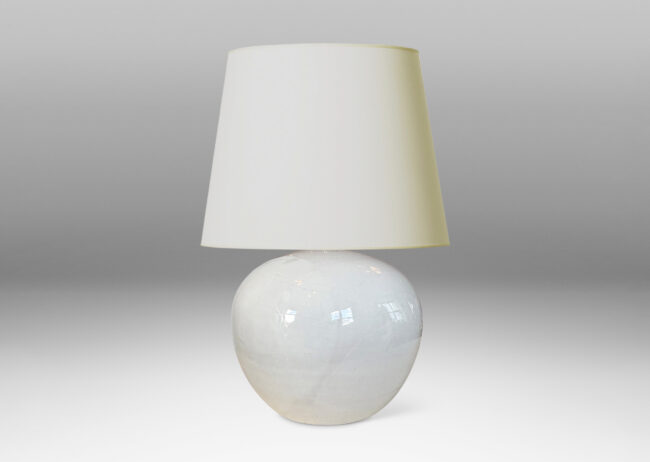 wide globe form in gloss white glaze