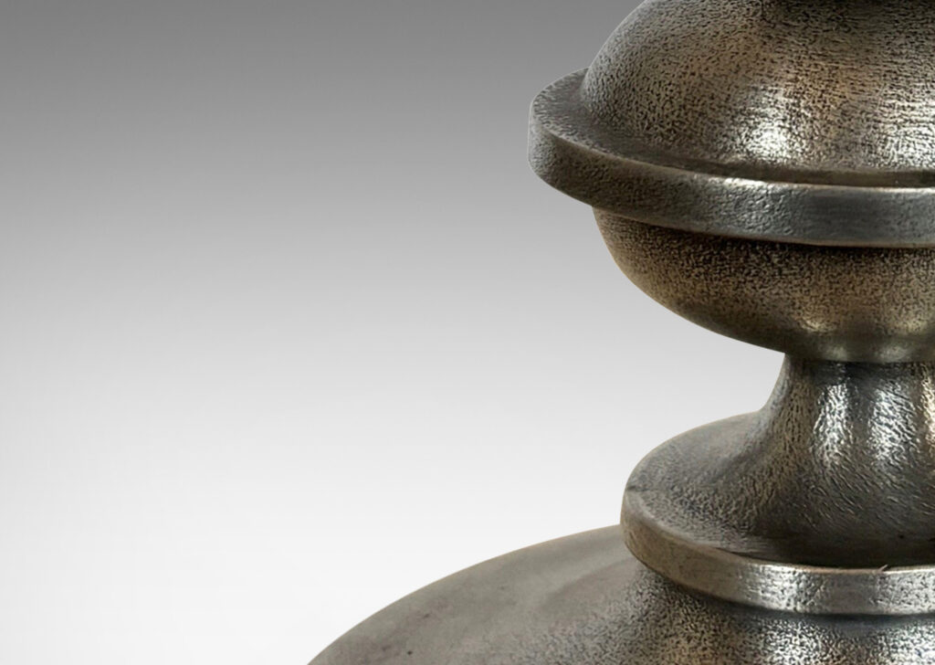 Gallery BAC lared top and base with compressed orb fob; cast pewter