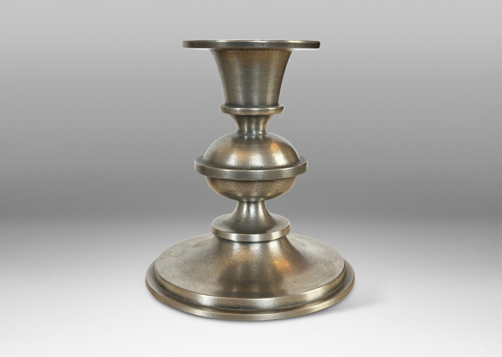 Gallery BAC lared top and base with compressed orb fob; cast pewter