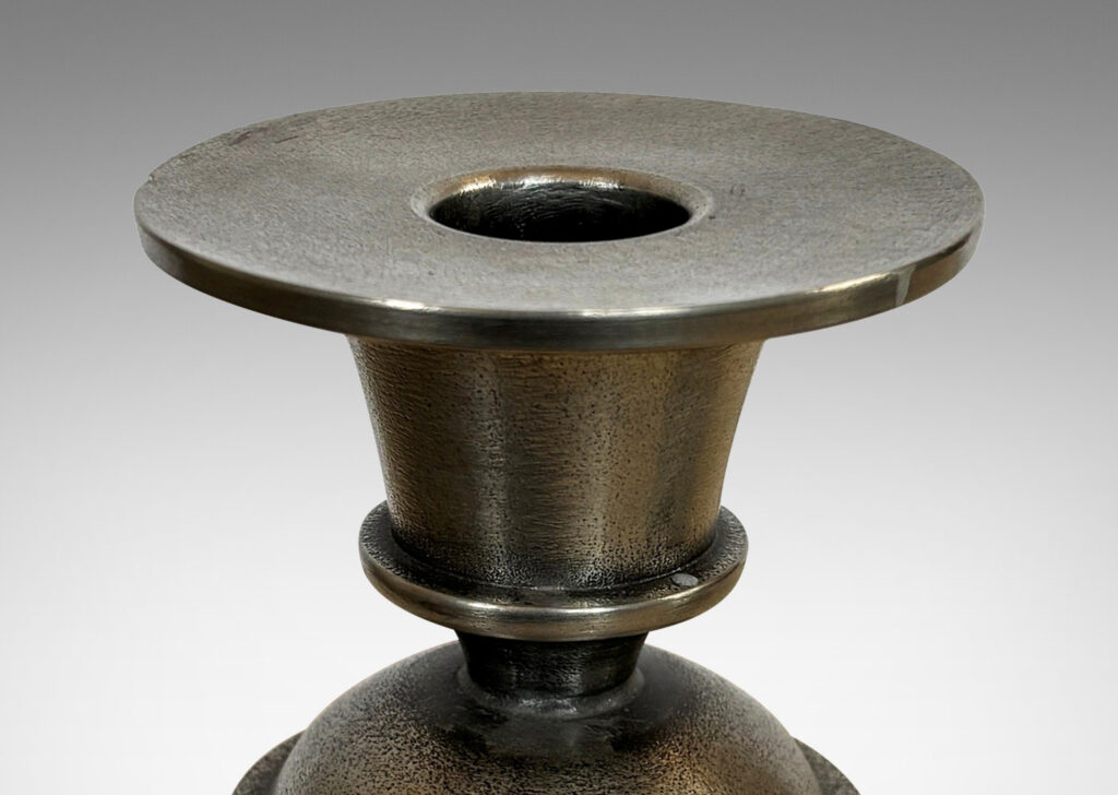 Gallery BAC lared top and base with compressed orb fob; cast pewter