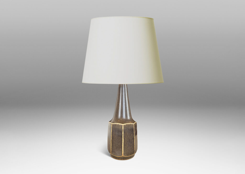 Gallery BAC octagonal form with conical neck, glazed in an eggshell brown hare fur