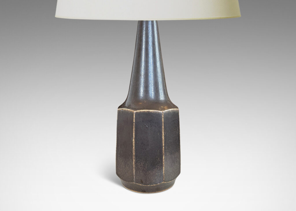 Gallery BAC octagonal form with conical neck, glazed in an eggshell brown hare fur