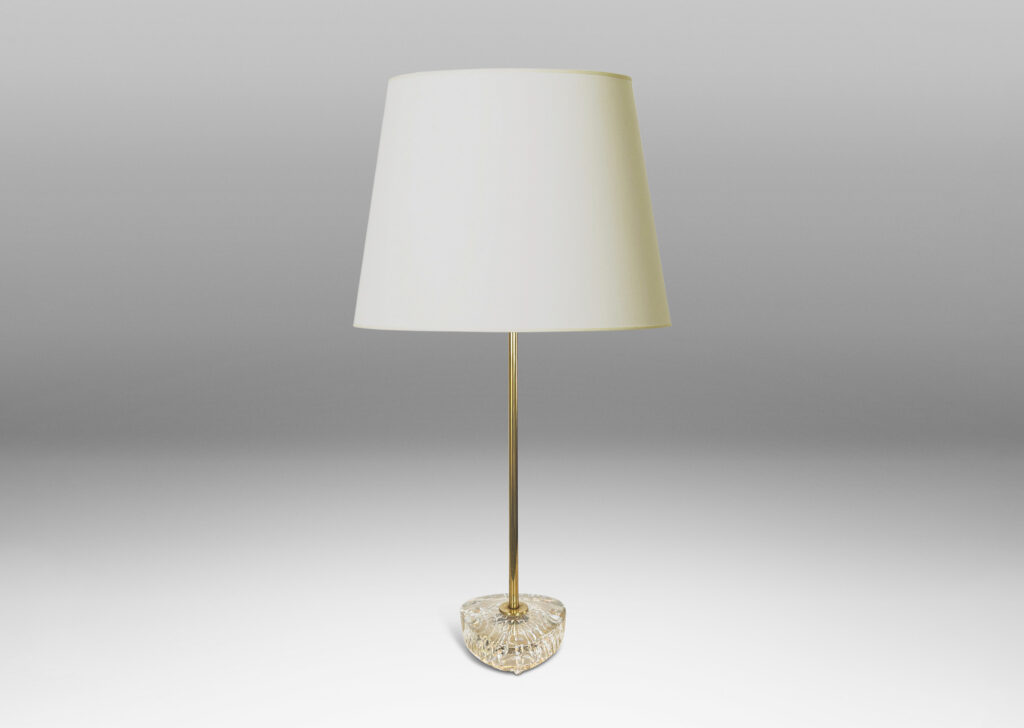 Gallery BAC rounded triangular bases with diamond grid patterning and tall slender stands