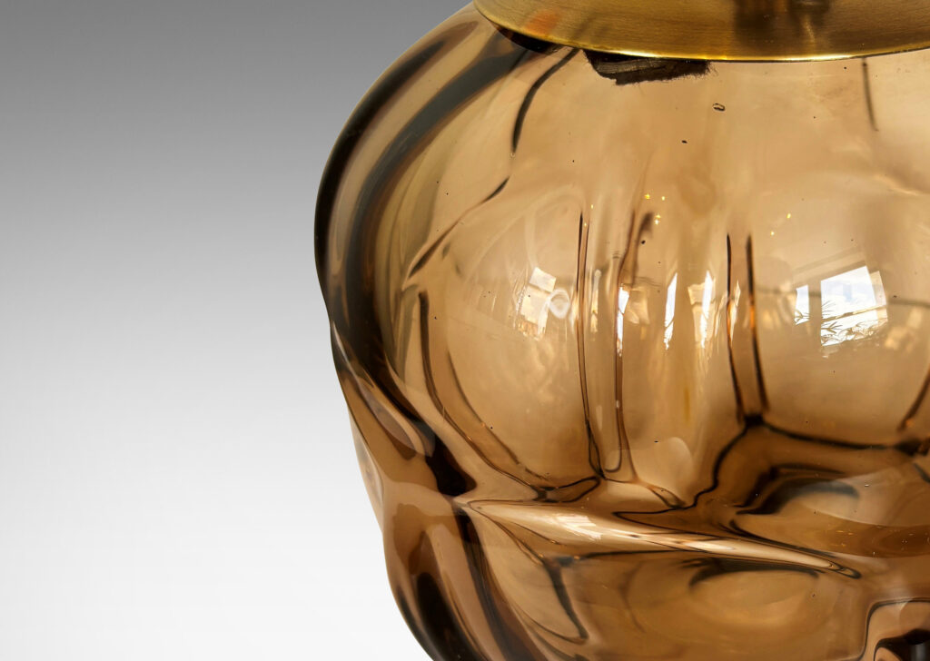 Gallery BAC globe form with pattern of ridged squares, in a moody topaz brown