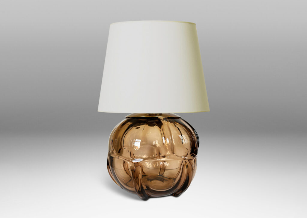 Gallery BAC globe form with pattern of ridged squares, in a moody topaz brown