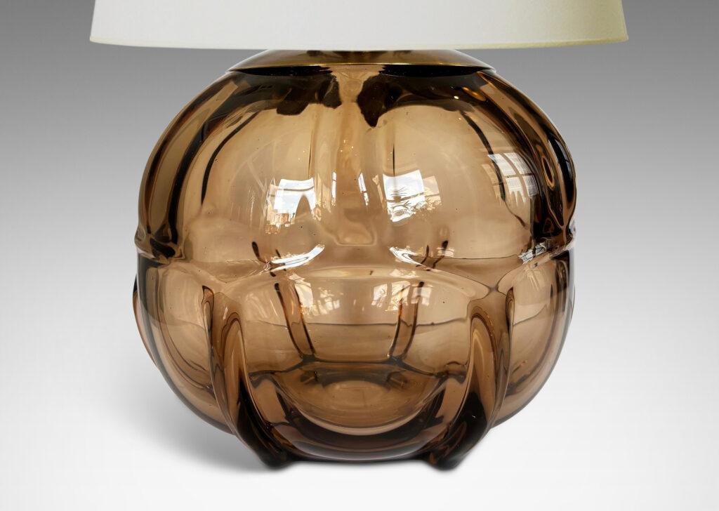 Gallery BAC globe form with pattern of ridged squares, in a moody topaz brown