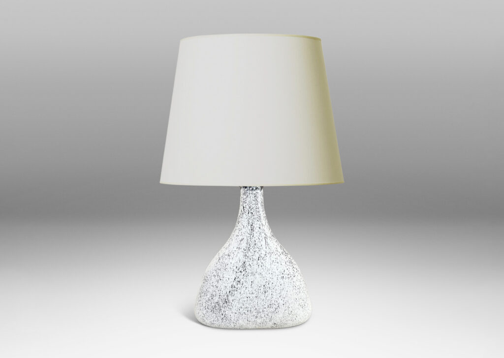 Gallery BAC compressed decanter form, with triangular body and tall neck, in white-black