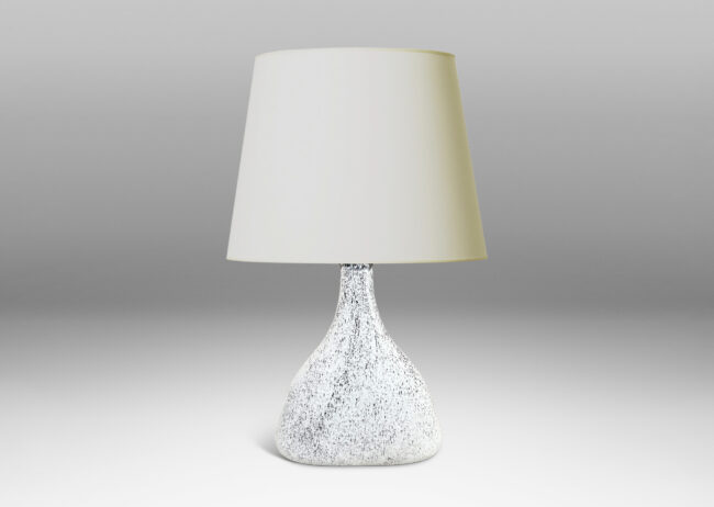 Gallery BAC compressed decanter form, with triangular body and tall neck, in white-black