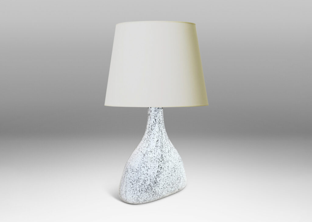 Gallery BAC compressed decanter form, with triangular body and tall neck, in white-black