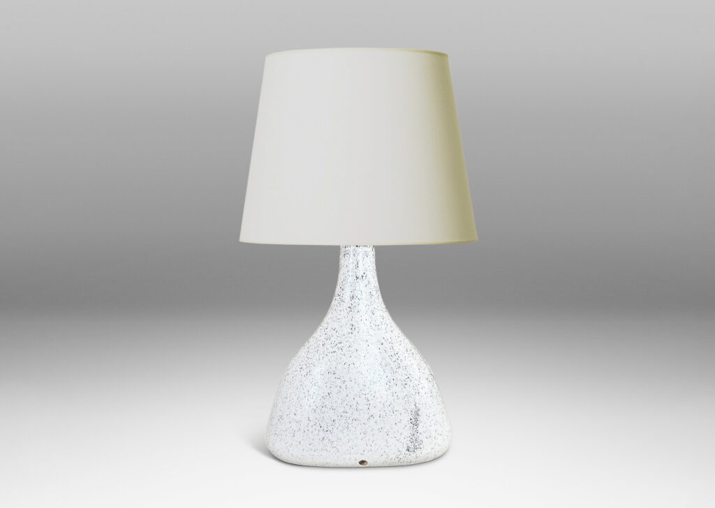 Gallery BAC compressed decanter form, with triangular body and tall neck, in white-black