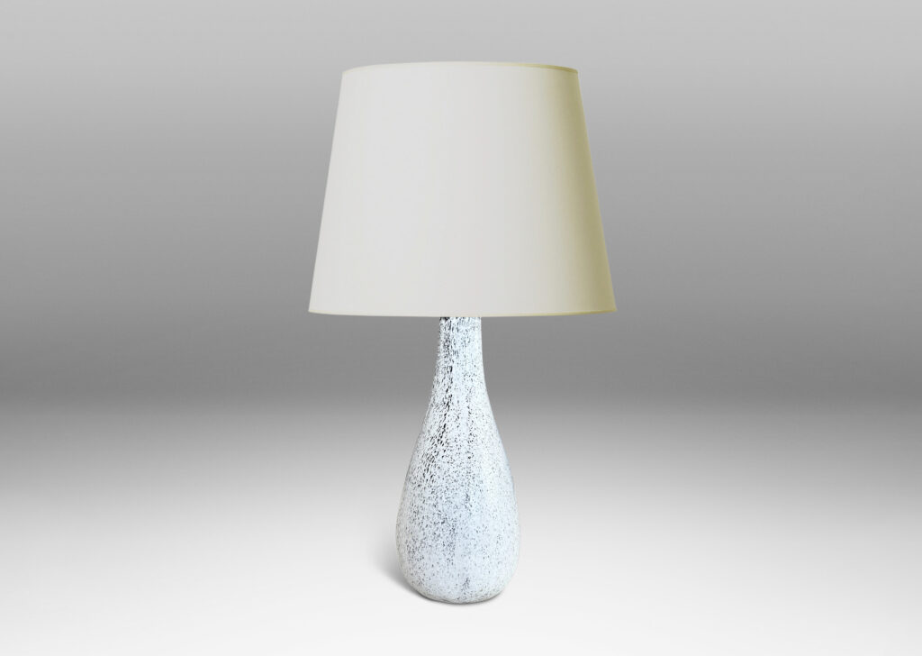 Gallery BAC compressed decanter form, with triangular body and tall neck, in white-black