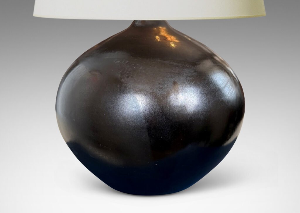 Gallery BAC plump globe form, glazed in a semi-shine black