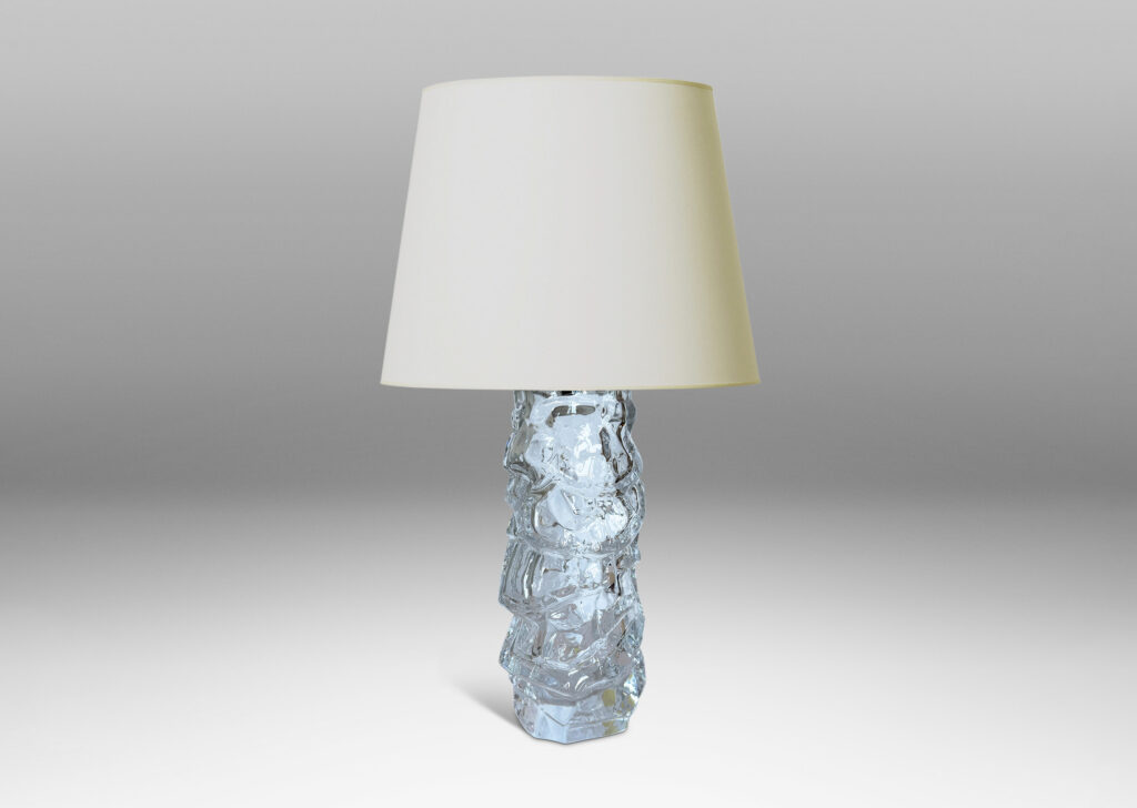 Gallery BAC tall cylindrical form mold-blown with a rock-like relief; glass
