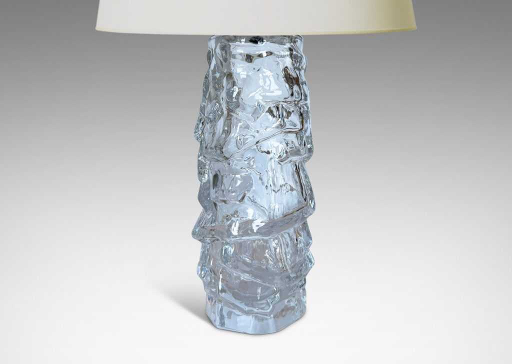 Gallery BAC tall cylindrical form mold-blown with a rock-like relief; glass