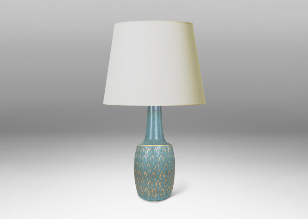 Gallery BAC pawn-like form, with swelling cylindrical form, sprouting neck, and impressed leaf motifs