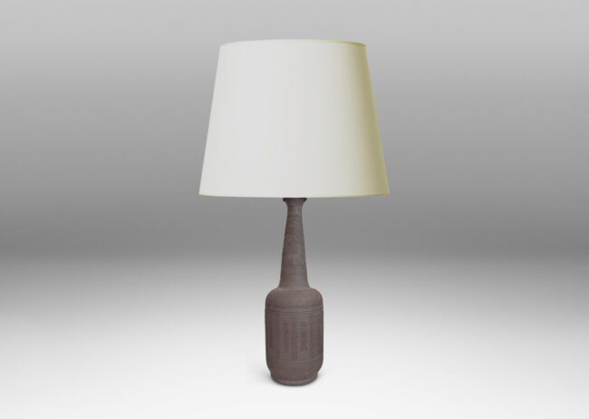 Gallery BAC tall conical neck, and band of shallow relief rectangles, glazed in a matte brown