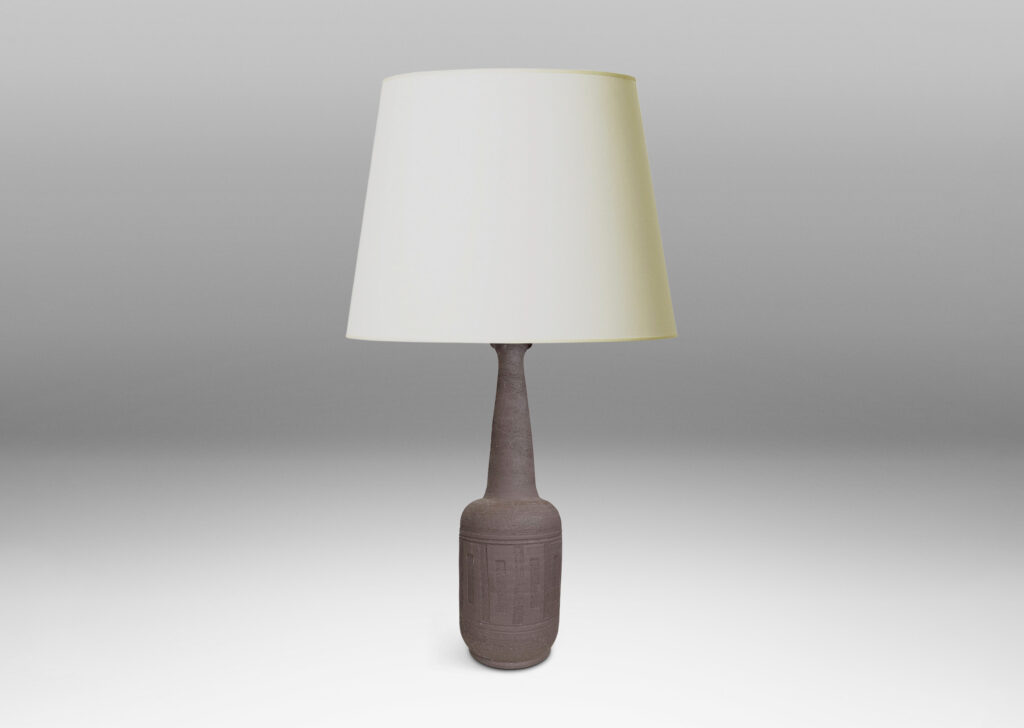 Gallery BAC tall conical neck, and band of shallow relief rectangles, glazed in a matte brown