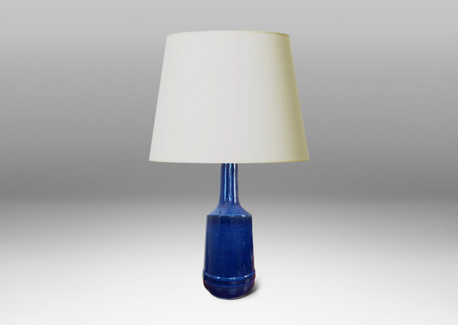 Gallery BAC angled bottle form glazed in a glossy deep blue