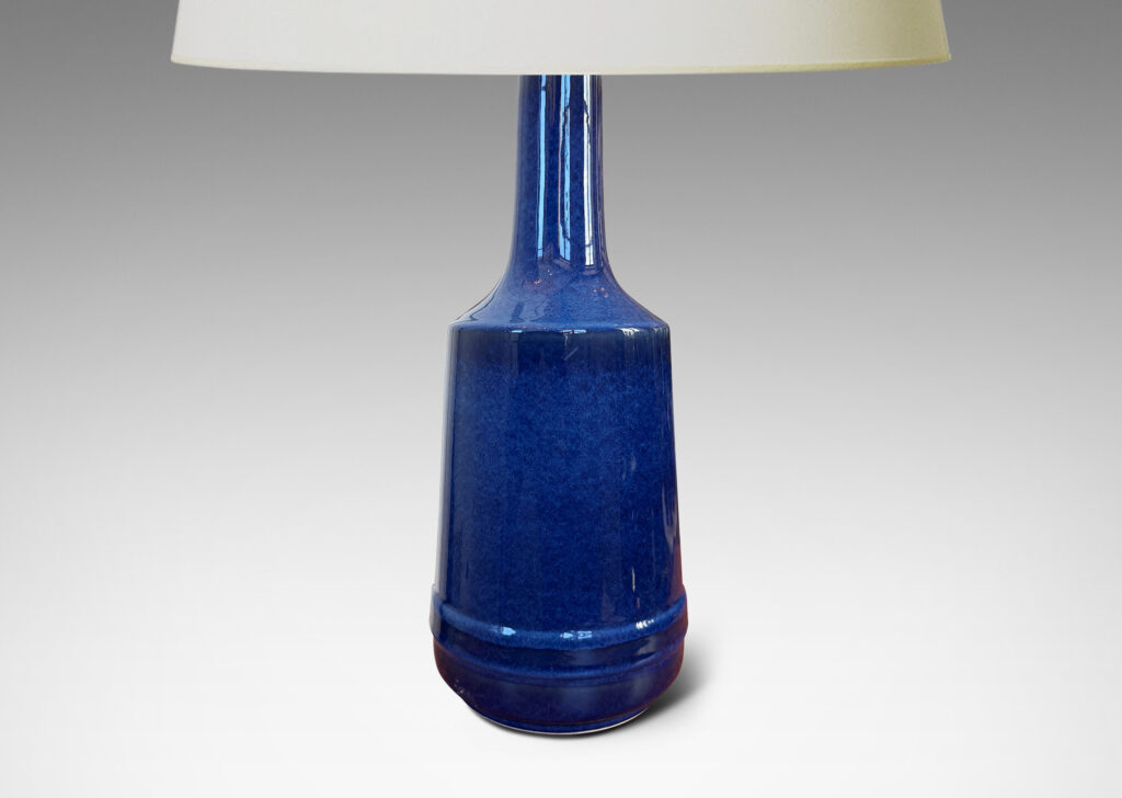 Gallery BAC angled bottle form glazed in a glossy deep blue