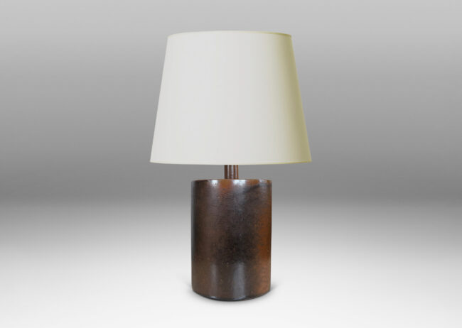 Gallery BAC large lens form with two curved side, glazed in a warm leather-like brown glaze